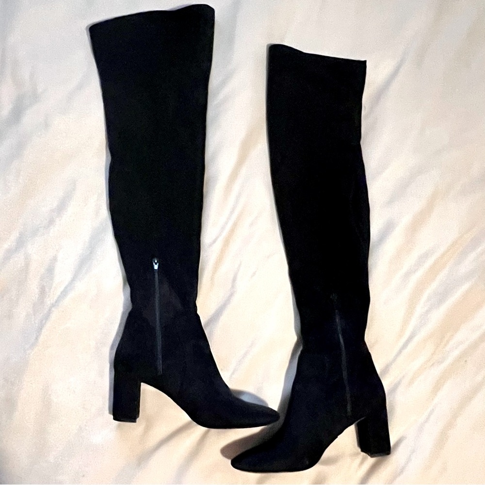 Nine West thigh high black suede boots